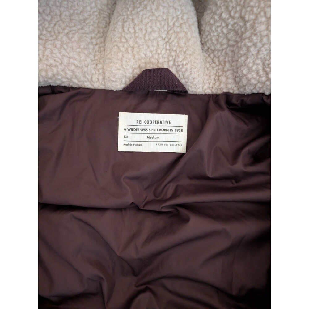 REI Co-op Norseland Goose Down Parka Puffer Jacket Womens M Sherpa Fleece Hood - Picture 7 of 15